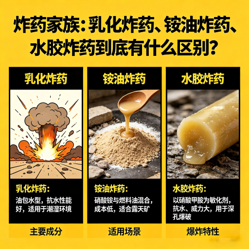 忠县炸药家族：乳化炸药、铵油炸药、水胶炸药到底有什么区别？